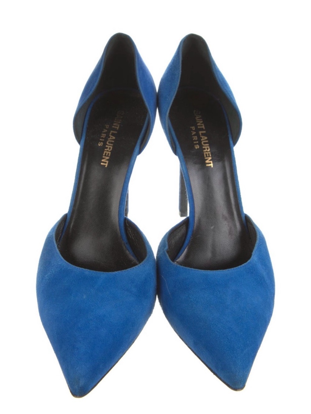 Saint Laurent Cobalt Blue Suede Pointed D'Orsay Heels